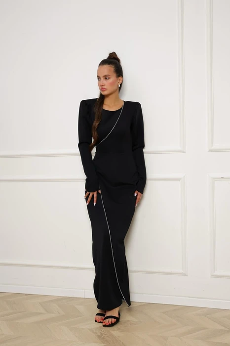 שמלה ערב צמודה עם פס